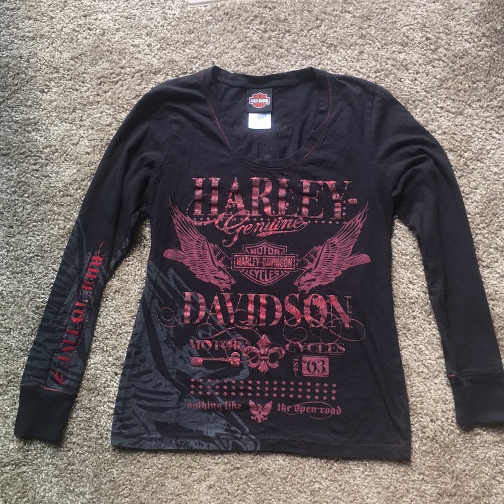 Black & red long sleeveHarley Davidson shirt,sizeS